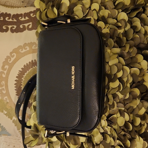 Michael Kors Handbags - NWT Michael Kors Black Pebbled Leather Flap Crossbody